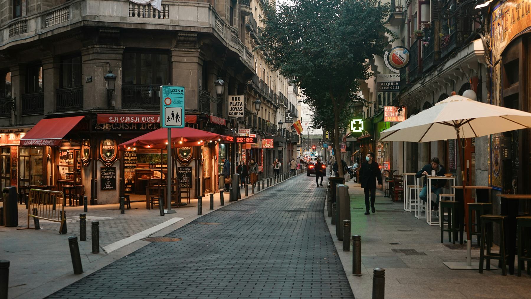 Street with terraces in Madrid